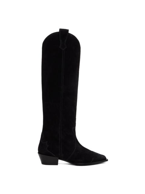 Aeyde Black Aruna Suede Cowboy Tall Boots