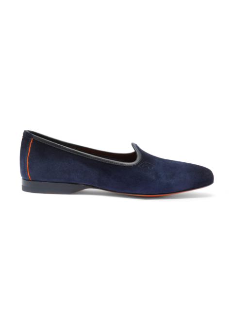 Santoni Men's blue suede loafer