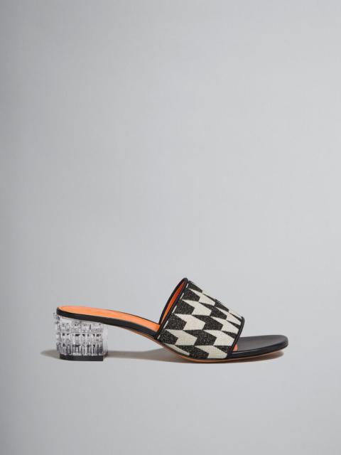 Marni LUREX WHITE AND BLACK SABOT WITH HOUNDSTOOTH MOTIF