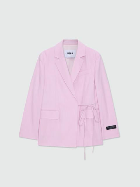MSGM Pink viscose double-breasted jacket with tie fastening