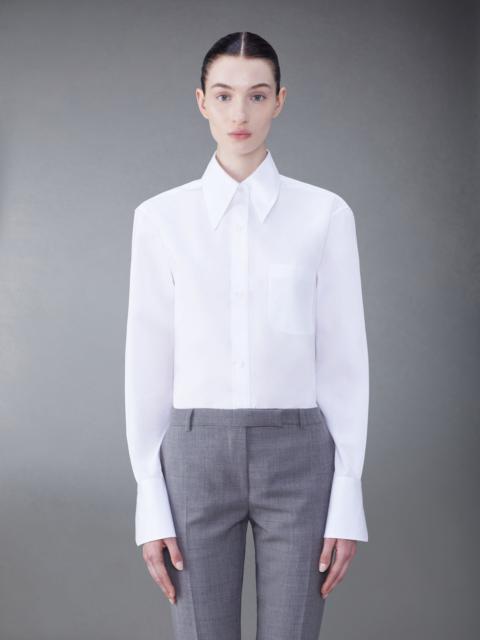 Thom Browne pointed-collar logo-patch shirt