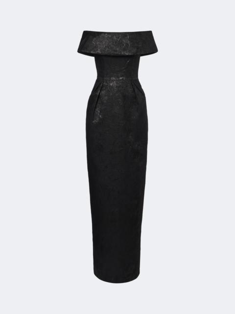 REBECCA VALLANCE Elowen off-shoulder lamé gown