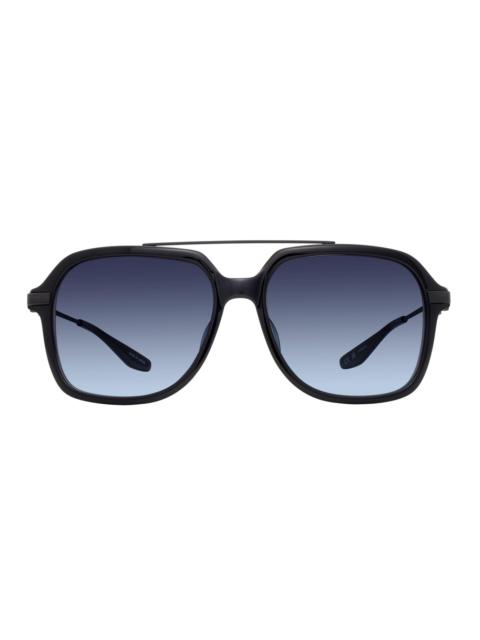 BARTON PERREIRA Men's D. Ellis 56MM Navigator Sunglasses - Black Satin Steel Blue