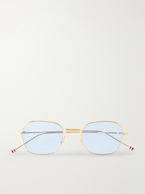 Thom Browne Rectangular-Frame Gold-Toned Sunglasses