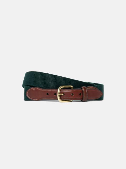 J. PRESS MADE-IN-USA SOLID HUNTER GREEN BELGIAN STRETCH SURCINGLE BELT