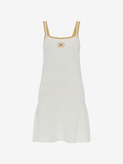 CASABLANCA crochet-knit logo-patch mini dress