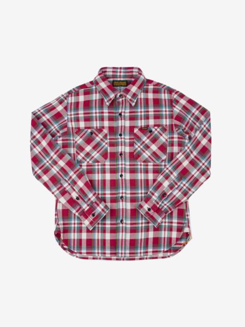 IHSH-371-RED Ultra Heavy Flannel Crazy Check Work Shirt - Red