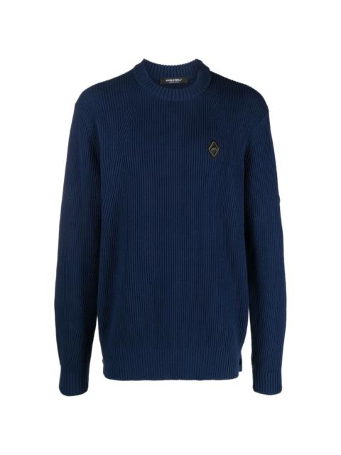 logo-plaque fisherman's-knit jumper