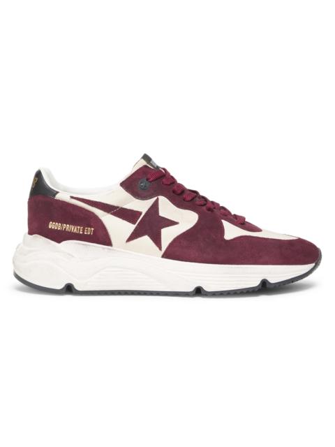 Golden Goose Unisex Running Sole Low-Top Sneakers - White Burgundy Black