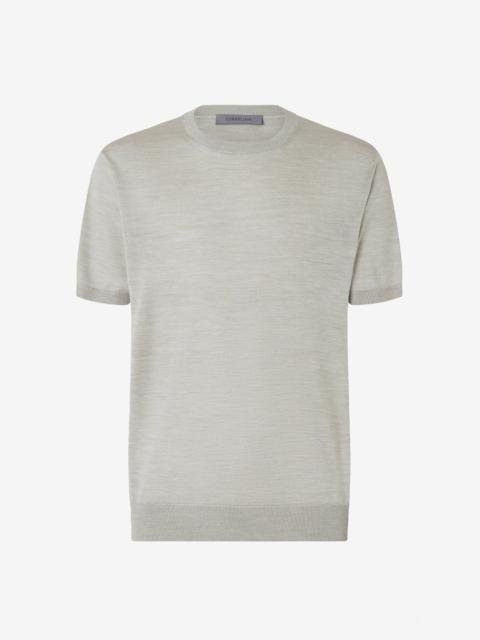 CORNELIANI Grey crew neck pure silk knitwear