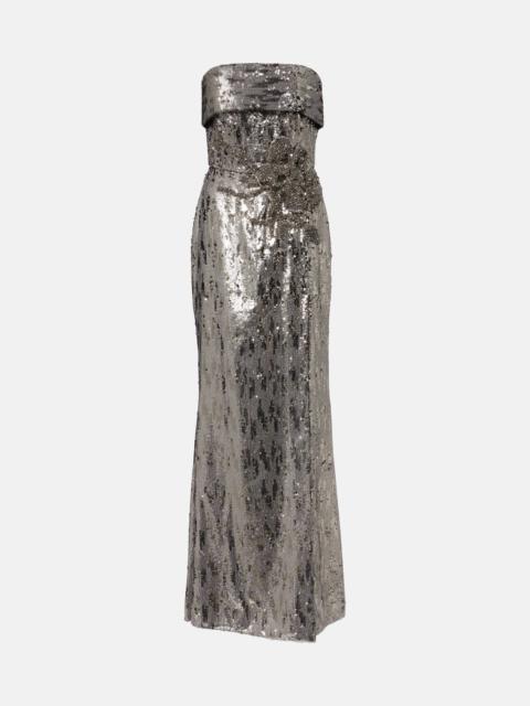 ELIE SAAB sequin-embellished strapless maxi dress