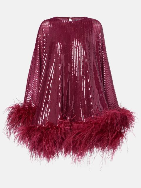 Taller Marmo Vegas sequined feather-trimmed chiffon kaftan