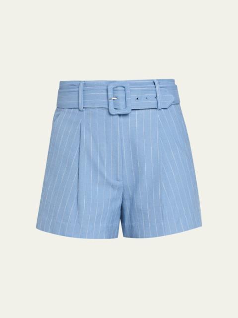 VERONICA BEARD Piper Belted Pinstripe Shorts