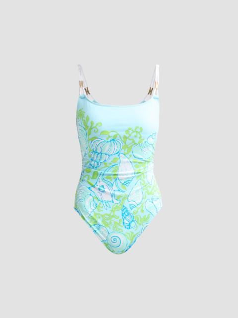 Lilly Pulitzer Women's Napili Rope Throw Me A Line Print One-Piece Swimsuit - Day Dream Blue