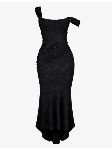 House of CB Cesca floral-print corseted stretch-woven maxi dress