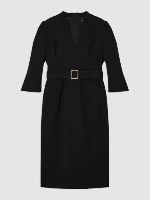 KAREN MILLEN Plus Size Structured Crepe Belted Forever Midi Dress