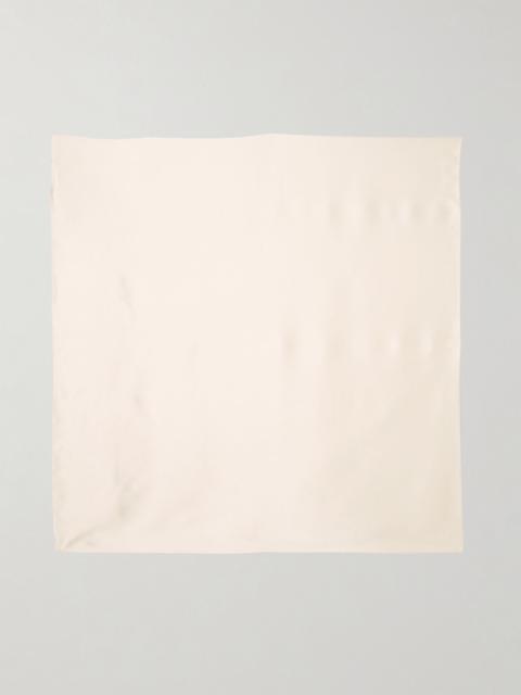 Another Tomorrow Embroidered satin scarf Cream