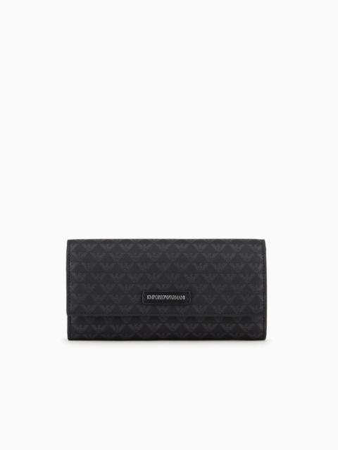 EMPORIO ARMANI All-over eagle wallet with flap