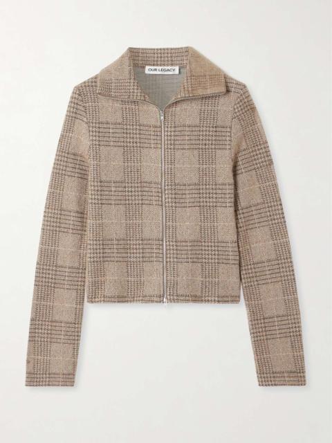 Houndstooth checked jacquard-knit jacket