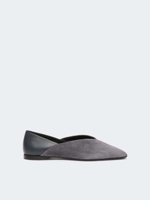 Max Mara SQUAREFLAT Split leather and nappa leather ballet flats - MEDIUM GREY