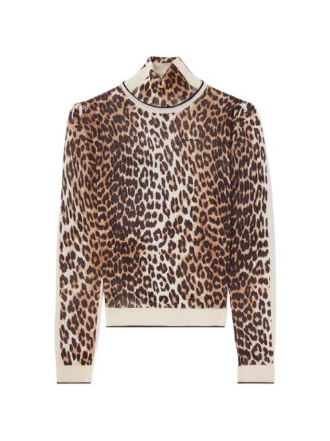 GANNI leopard-print turtleneck top