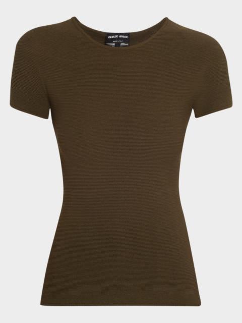 GIORGIO ARMANI Ottoman Knit Fitted Short-Sleeve T-Shirt