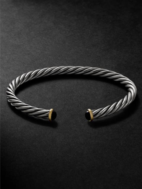 DAVID YURMAN Cable Sterling Silver and 14-Karat Gold Onyx Cuff