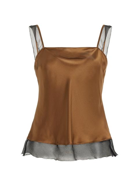 The Garment Catania Mesh-Trimmed Silk Tank Top green