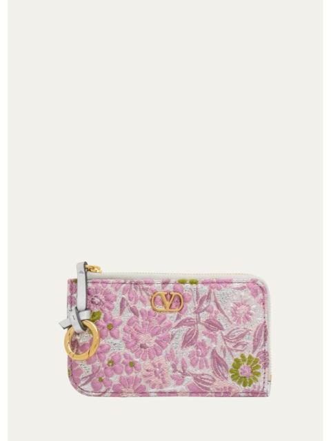 Valentino VLogo Metallic Floral Coin Purse