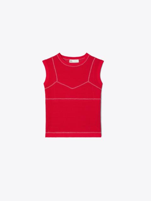 TORY BURCH Cotton And Nylon Mesh Top