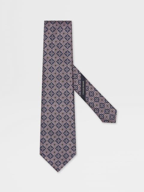 ZEGNA PINK CINQUE PIEGHE SILK TIE