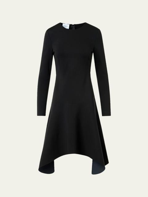 AKRIS Long-Sleeve Jersey Handkerchief-Hem Dress