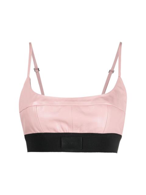 THE MANNEI Catalina logo-patch leather top