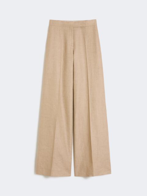 Max Mara Regular-cut trousers in linen basketweave - CAMEL