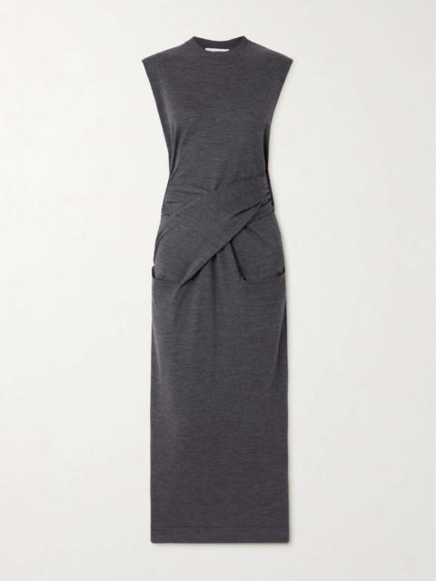 ワンピース JIL SANDER GRAY DRESS IN WOOL WITH CROSSOVER DETAIL Jil Sander Wool Midi Dress With Crossover Detail In Grey