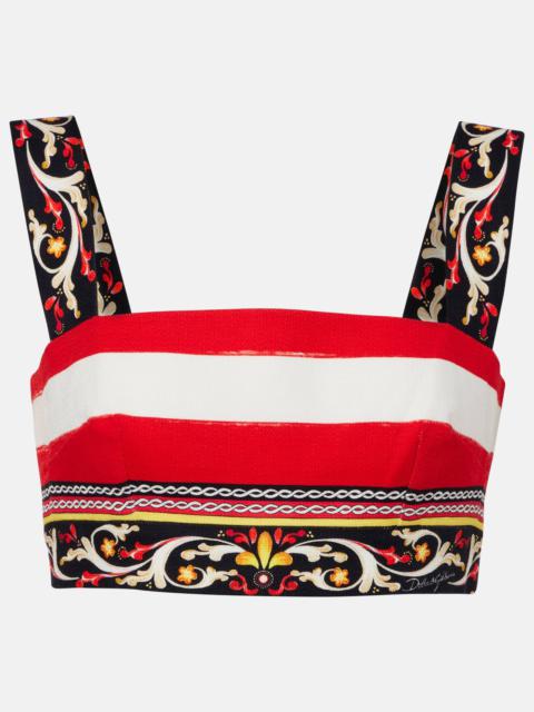 Dolce & Gabbana Striped cotton-blend bra top