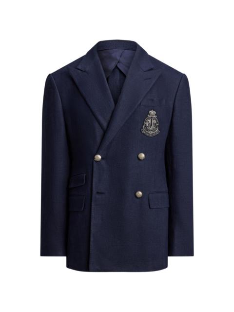 Ralph Lauren double-breasted crest-embroidered jacket