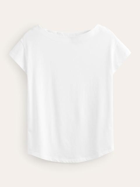 BODEN Supersoft Boat Neck T-Shirt-White