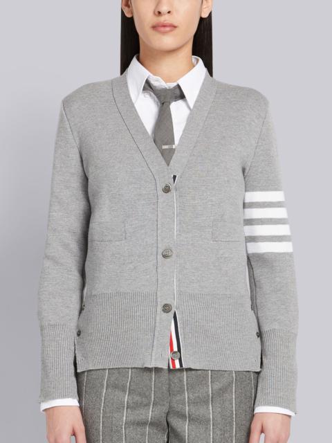 Thom Browne Dark Grey Milano Stitch Fine Merino Wool 4-bar V-neck Cardigan