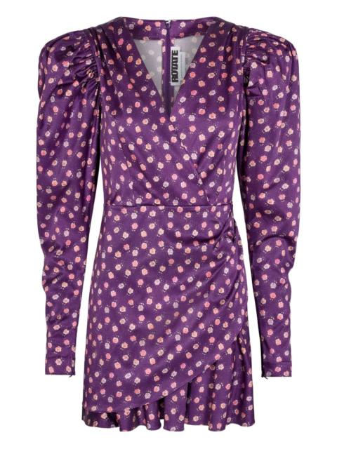 ROTATE puff-sleeve floral print mini dress