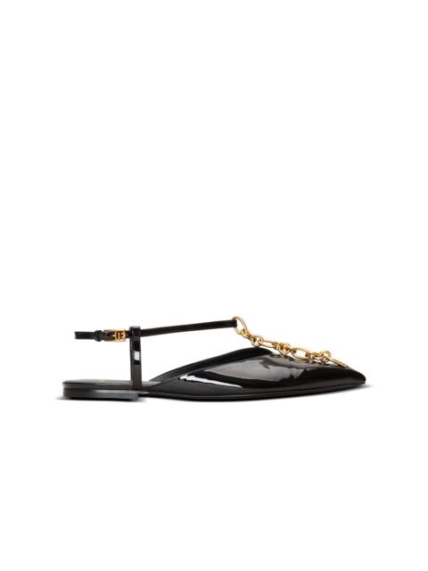 Balmain Sync chain sandals in patent leather