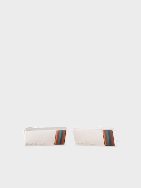 Paul Smith Silver 'Bright Stripe' Cufflinks