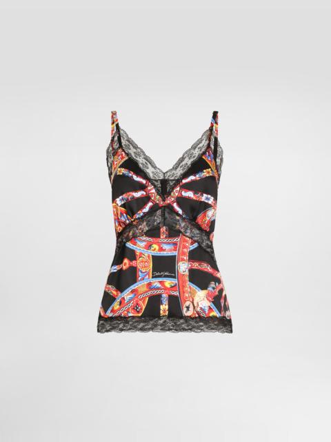Dolce & Gabbana Carretto-print silk satin top