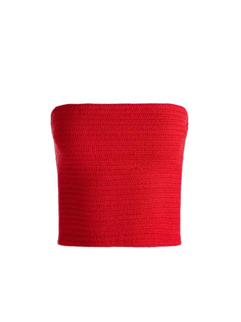 Alice + Olivia PENELOPE SMOCKED STRAPLESS CROP TOP