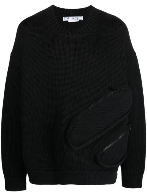 Off-White zip-compartment crew-neck sweatshirt