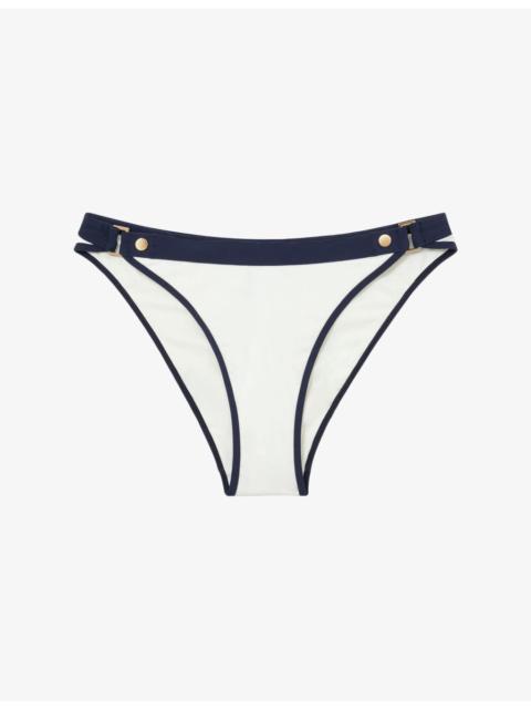 REISS Contrast-Trim Bikini Bottoms