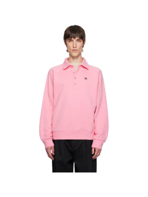 Givenchy Pink 4G Buttoned Raglan Long Sleeves Polo