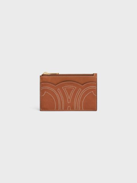 CELINE ZIPPED CARD HOLDER IN Natural calfskin