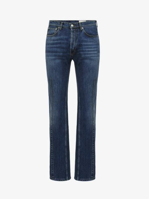 Men's Darted Jeans in Washed Blue
