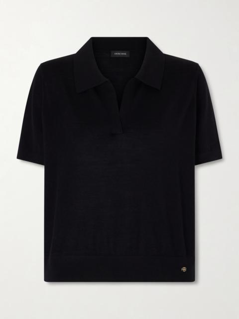 ANINE BING Merino Wool And Cashmere-blend Polo Shirt